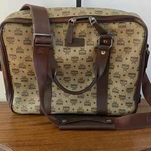 MCM Visetos Brown Monogram Laptop/Document Briefcase